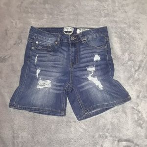 Distressed Dark Wash Short